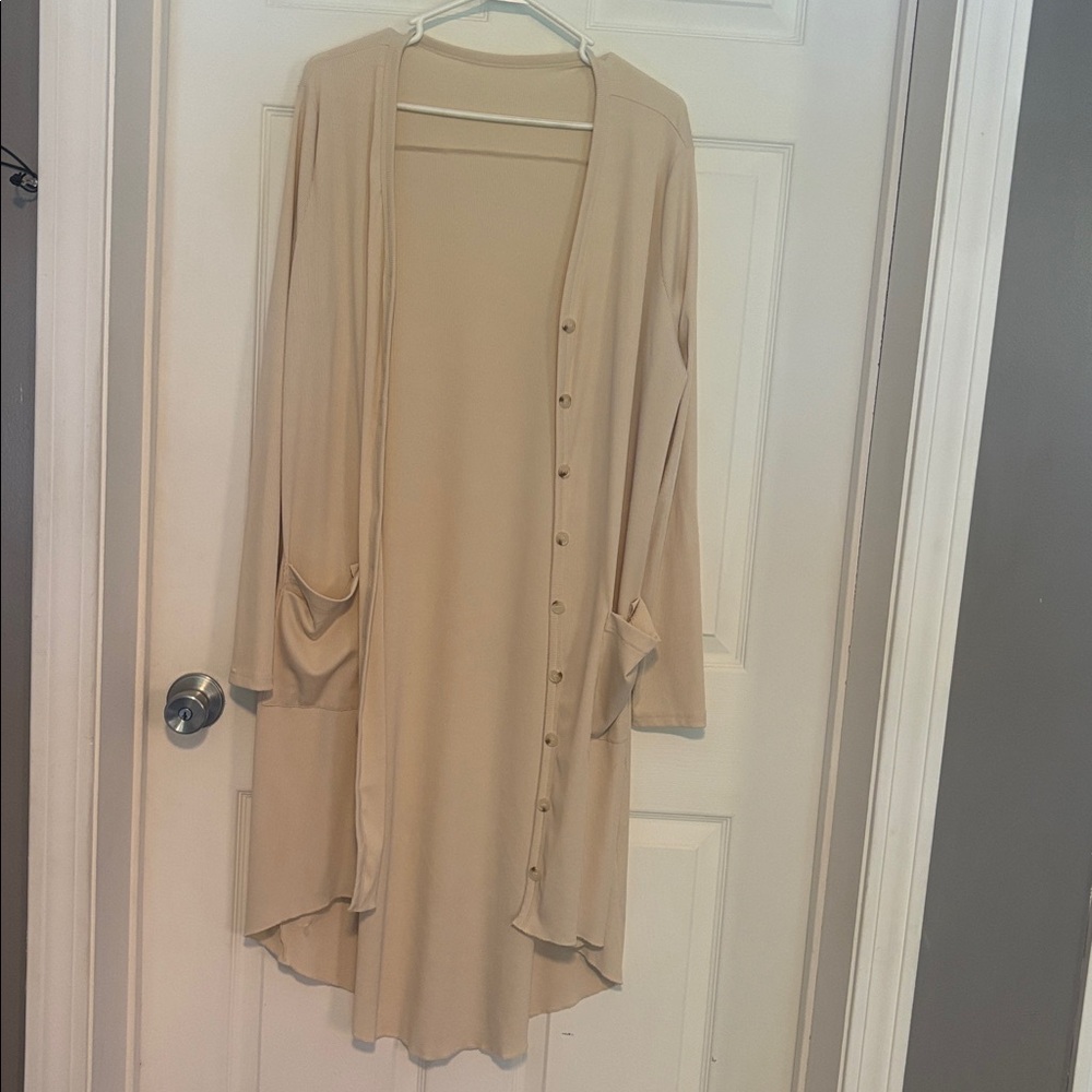 Beige Button-Down Cardigan